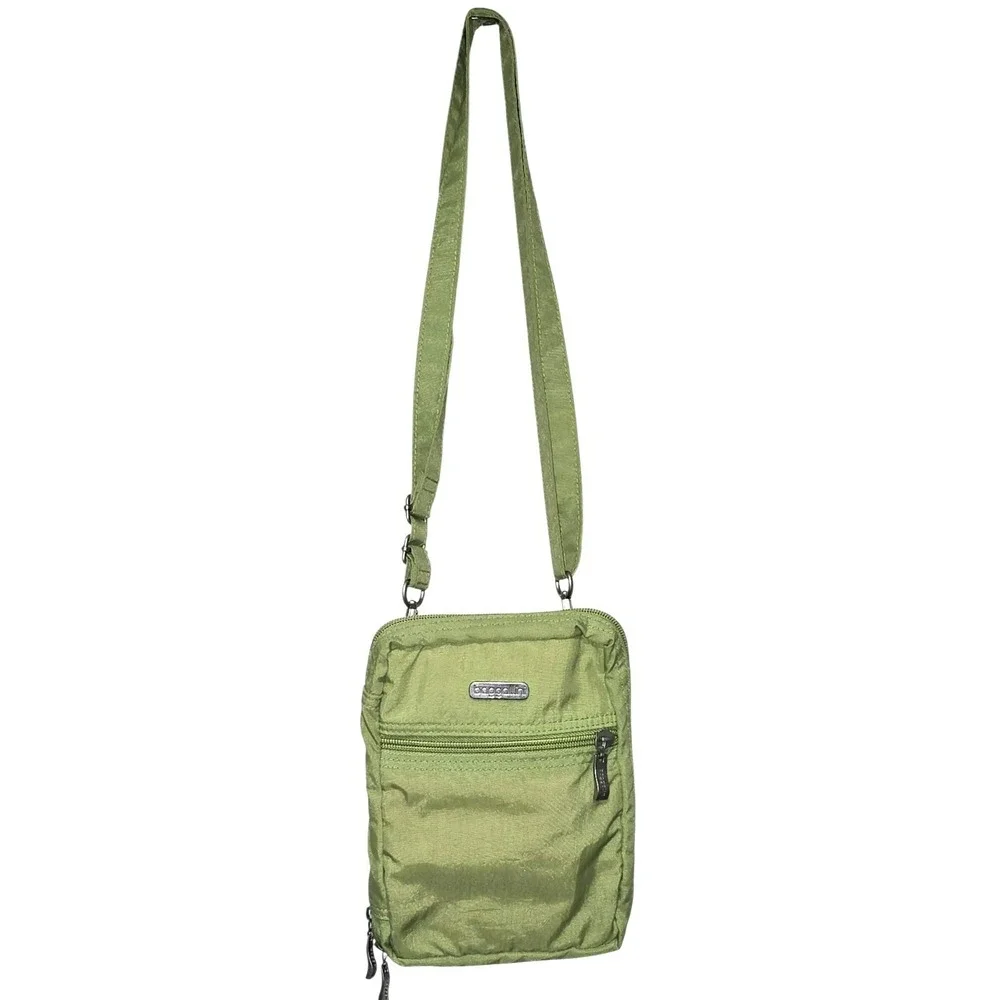 Baggallini Olive‎ Green Zip Crossbody Bag Handbag Wallet Pocket Convertible